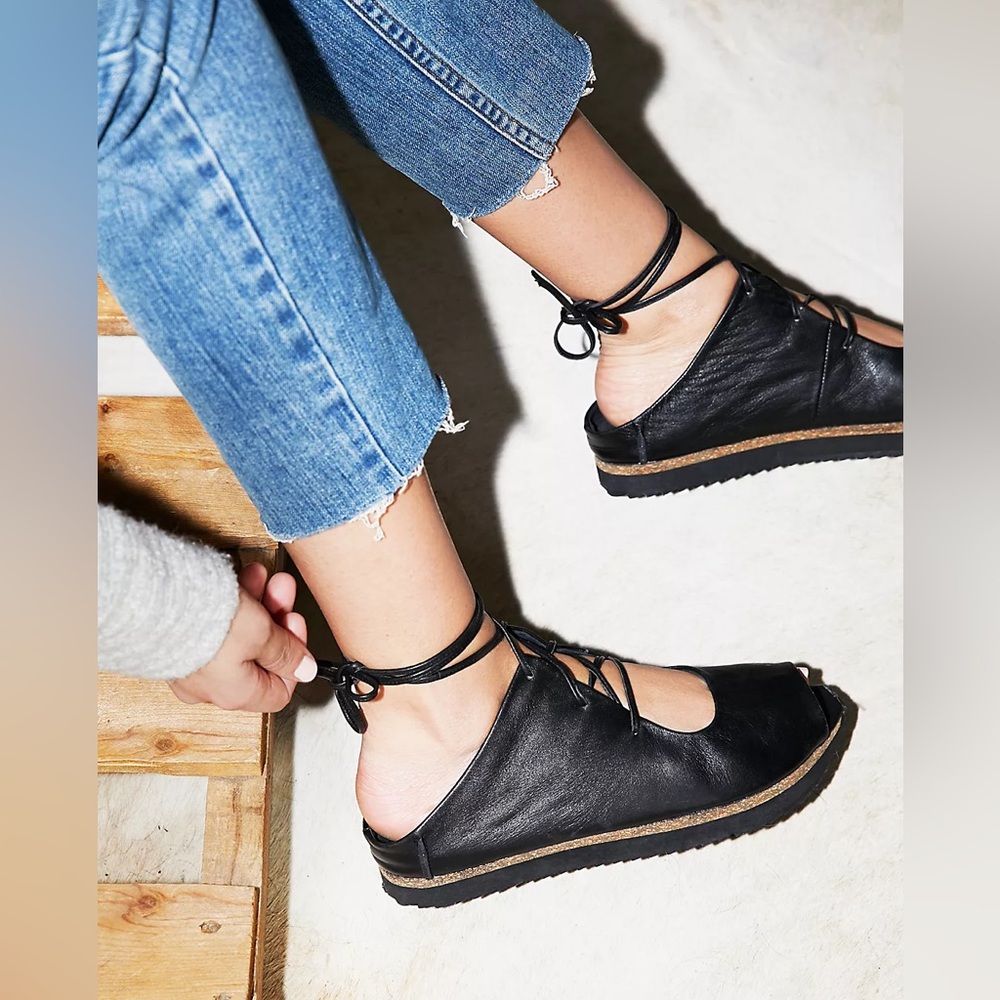 Free People Christie Flatform Mules Black Sandals with Open Back
